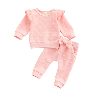 Pink Ruffled Hearts Baby Set