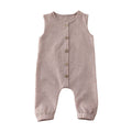 Sleeveless Plaid Baby Jumpsuit Khaki 0-3 M 