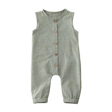 Sleeveless Plaid Baby Jumpsuit Sage Green 0-3 M