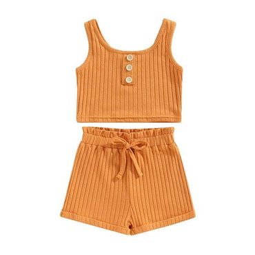 Solid Ribbed Toddler Set Mustard Orange 9-12 M