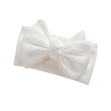 Solid Waffle Big Bow Headband White