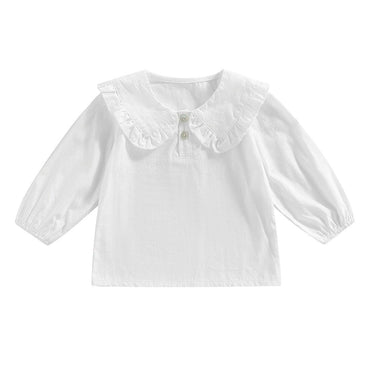 Solid Ruffled Collar Toddler Shirt White 9-12 M 