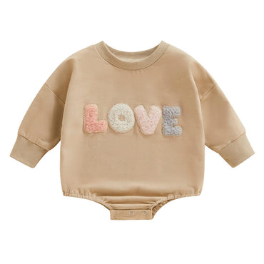 Long Sleeve Love Baby Bodysuit Khaki 0-3 M