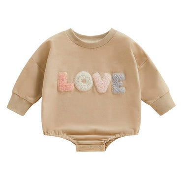 Long Sleeve Love Baby Bodysuit Khaki 0-3 M