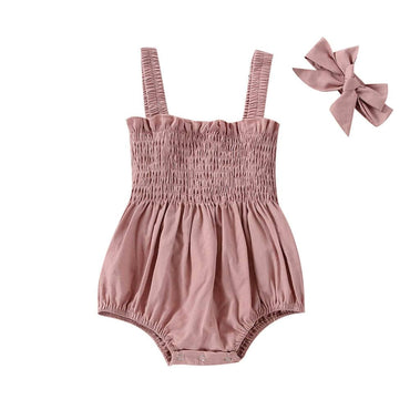 Solid Ruched Baby Romper Dusty Pink 0-3 M
