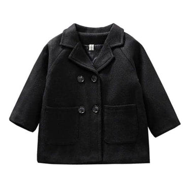 Solid Double Breasted Toddler Jacket Black 3T