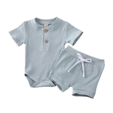 Ribbed Button Baby Set Blue 12-18 M 