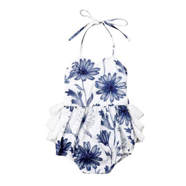 Straps Ruffled Floral Baby Romper