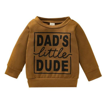 Dad's Little Dude Baby Sweatshirt Brown 12-18 M 