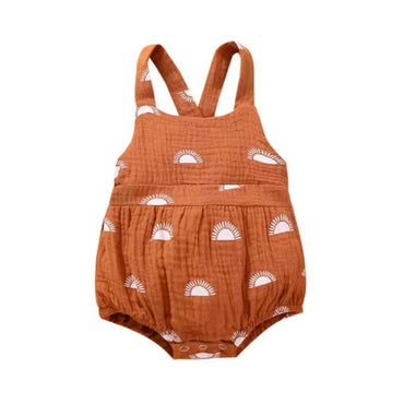 Sunshine Linen Baby Romper Brown 3-6 M