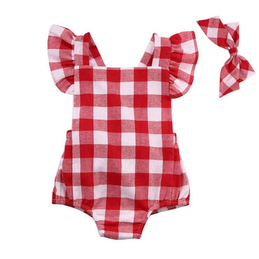 Red Plaid Baby Romper