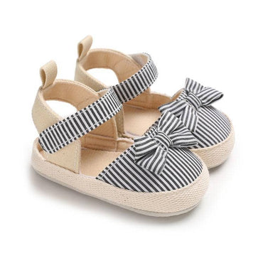 Striped Bowknot Baby Sandals Black 1