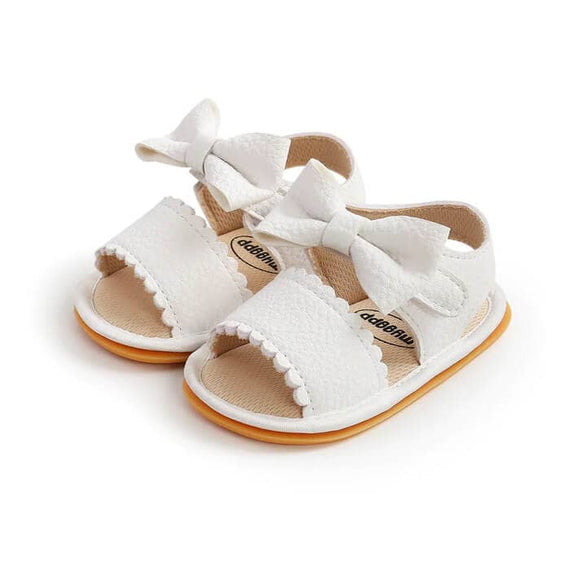 Solid Bow Baby Sandals White 1