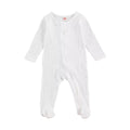 Solid Zipper Footed Baby Jumpsuit White 0-3 M 