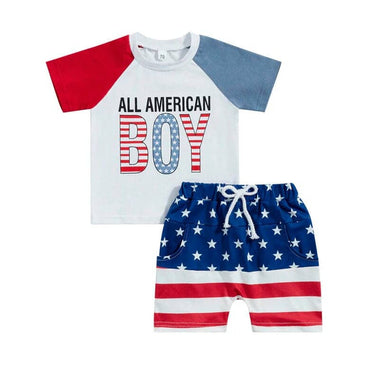 Short Sleeve All American Boy Baby Set