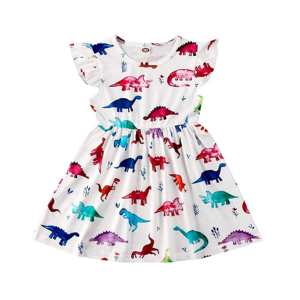 Toddler Girl Fly Sleeve Dinosaurs Dress The Trendy Toddlers