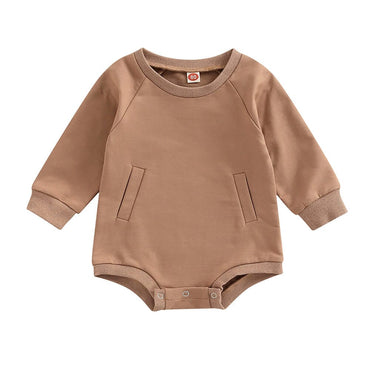 Long Sleeve Solid Baby Bodysuit Brown 3-6 M 