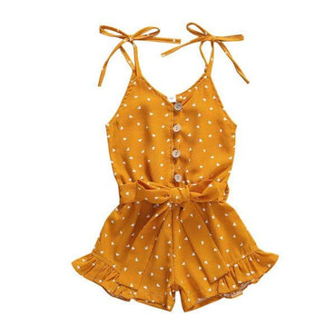 Hearts Toddler Romper Mustard Orange 2T