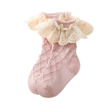 Vintage Lace Baby Socks Pink 0-12 M