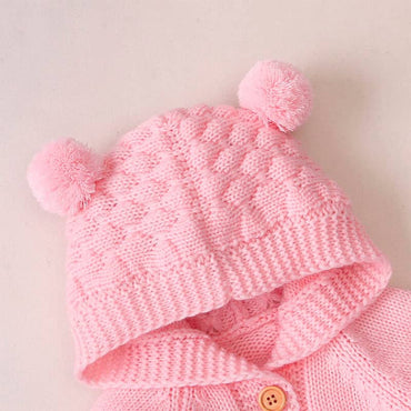 Knitted Bear Ears Baby Jumpsuit