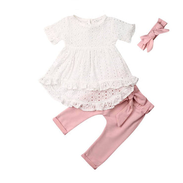 White Crochet Bow Baby Set