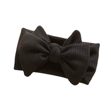 Solid Waffle Big Bow Headband Black