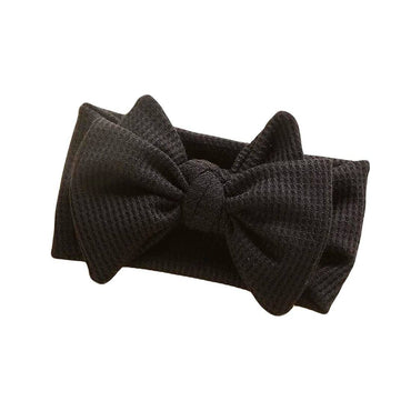 Solid Waffle Big Bow Headband Black