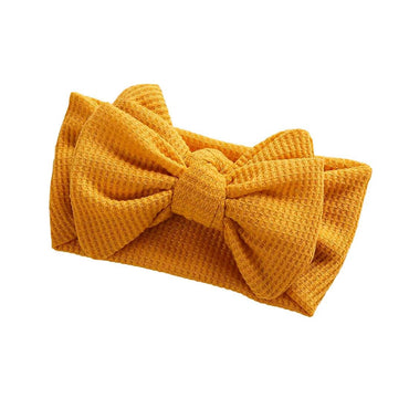 Solid Waffle Big Bow Headband Mustard