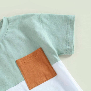 Color Block Pocket Baby Romper