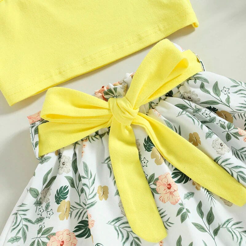 Yellow Top Floral Skirt Toddler Set   
