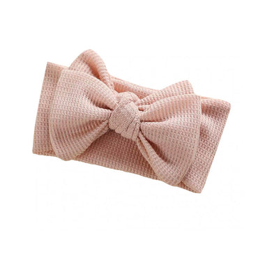 Solid Waffle Big Bow Headband Beige