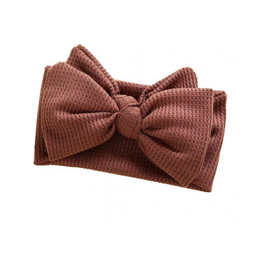 Solid Waffle Big Bow Headband Brown