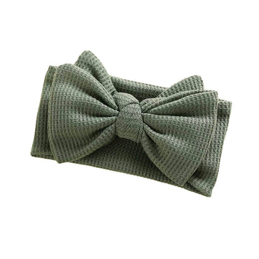 Solid Waffle Big Bow Headband Green