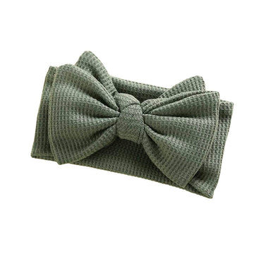Solid Waffle Big Bow Headband Green