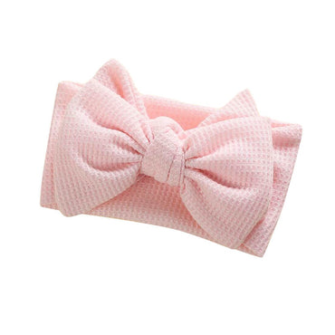Solid Waffle Big Bow Headband Light Pink