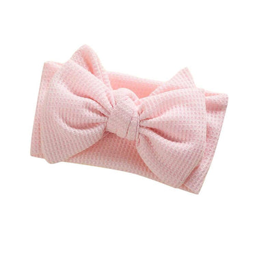 Solid Waffle Big Bow Headband Light Pink