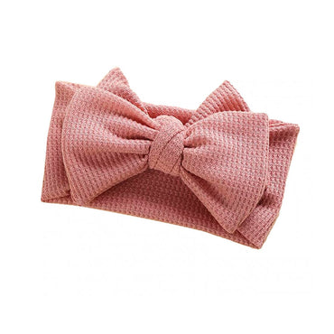 Solid Waffle Big Bow Headband Pink