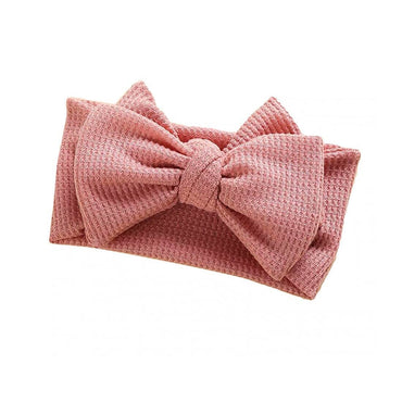 Solid Waffle Big Bow Headband Pink
