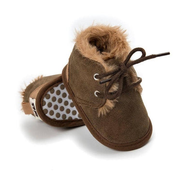 Dark Brown Faux Fur Baby Boots