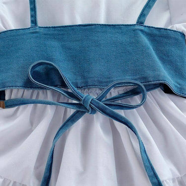 Denim Vest White Toddler Dress