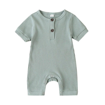 Short Sleeve Ribbed Baby Romper Green 0-3 M