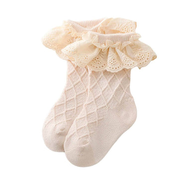 Vintage Lace Baby Socks Beige 0-12 M