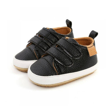 Buckle Strap Solid Baby Shoes Black 1