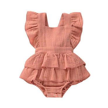 Solid Ruffled Baby Romper Dusty Peach 0-3 M