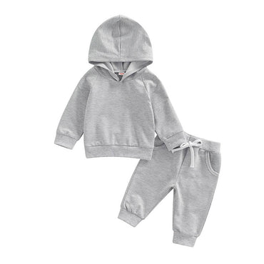 Solid Hooded Baby Set Gray 3-6 M