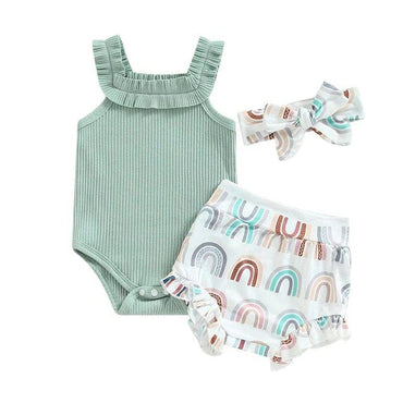 Green Rainbow Ruffled Baby Set