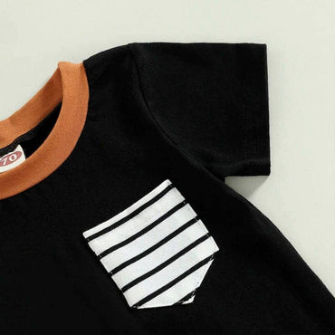 Black Striped Pocket Baby Jumpsuit