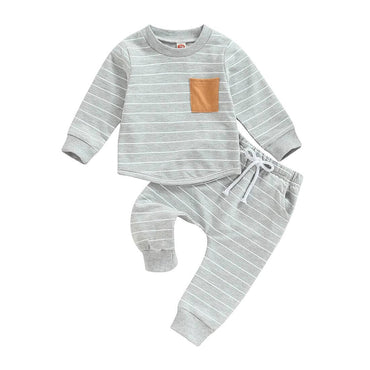 Striped Sweatshirt Baby Set Gray 3-6 M 