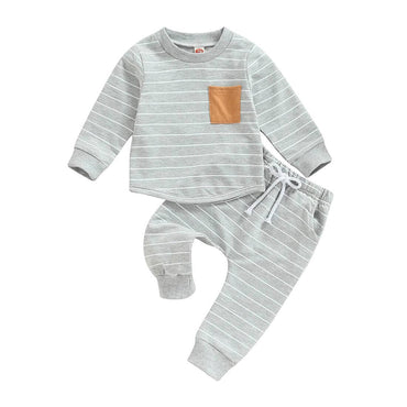 Striped Sweatshirt Baby Set Gray 3-6 M
