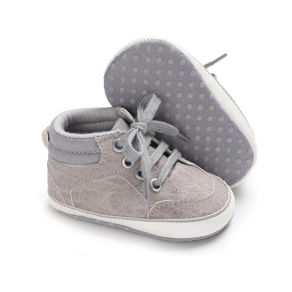 Organic leather Punches Sporty With two Stripes Laces Gray Sport Leather Baby Shoes Boys Slippers Boys Sport Shoes Baby Showers newest Gift